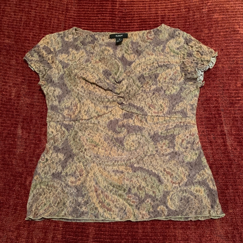 Paisley & Floral Tan Brown Top - Picture 2 of 9
